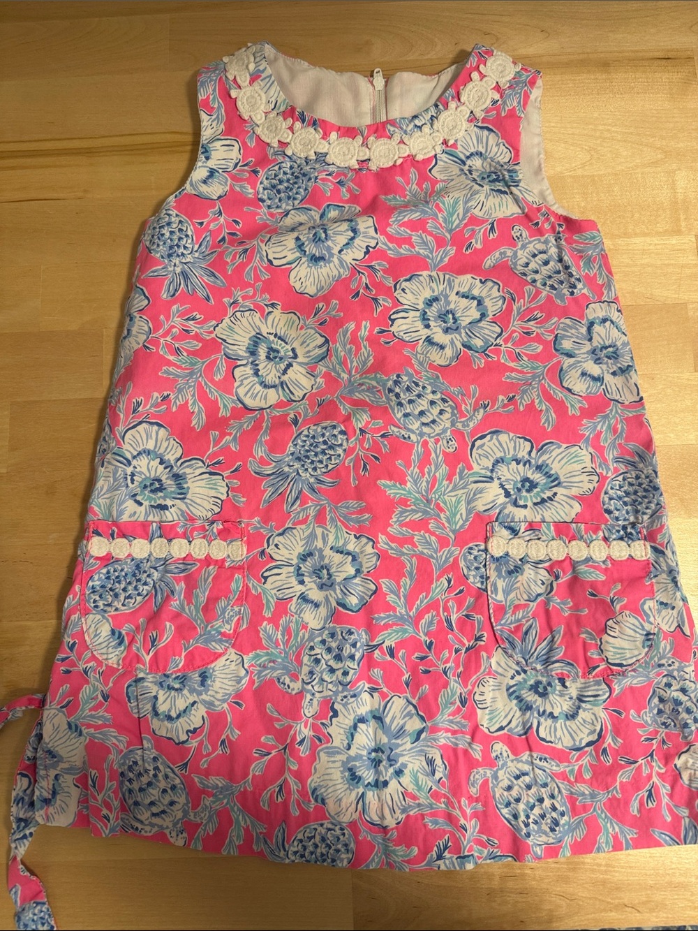 Lilly Pulitzer Pink Floral Dress with Blue Print